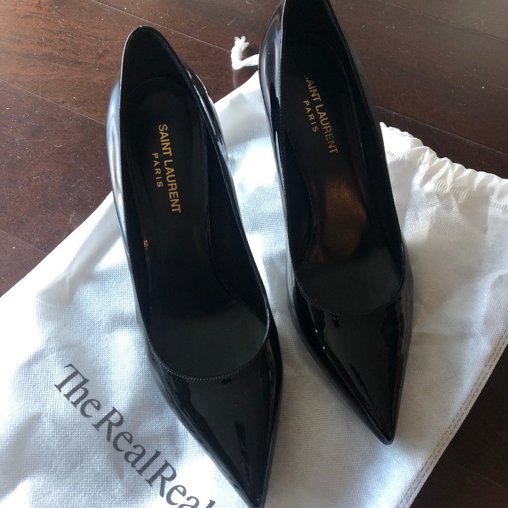 Saint Laurent Patent Leather Pointed-Toe Heels